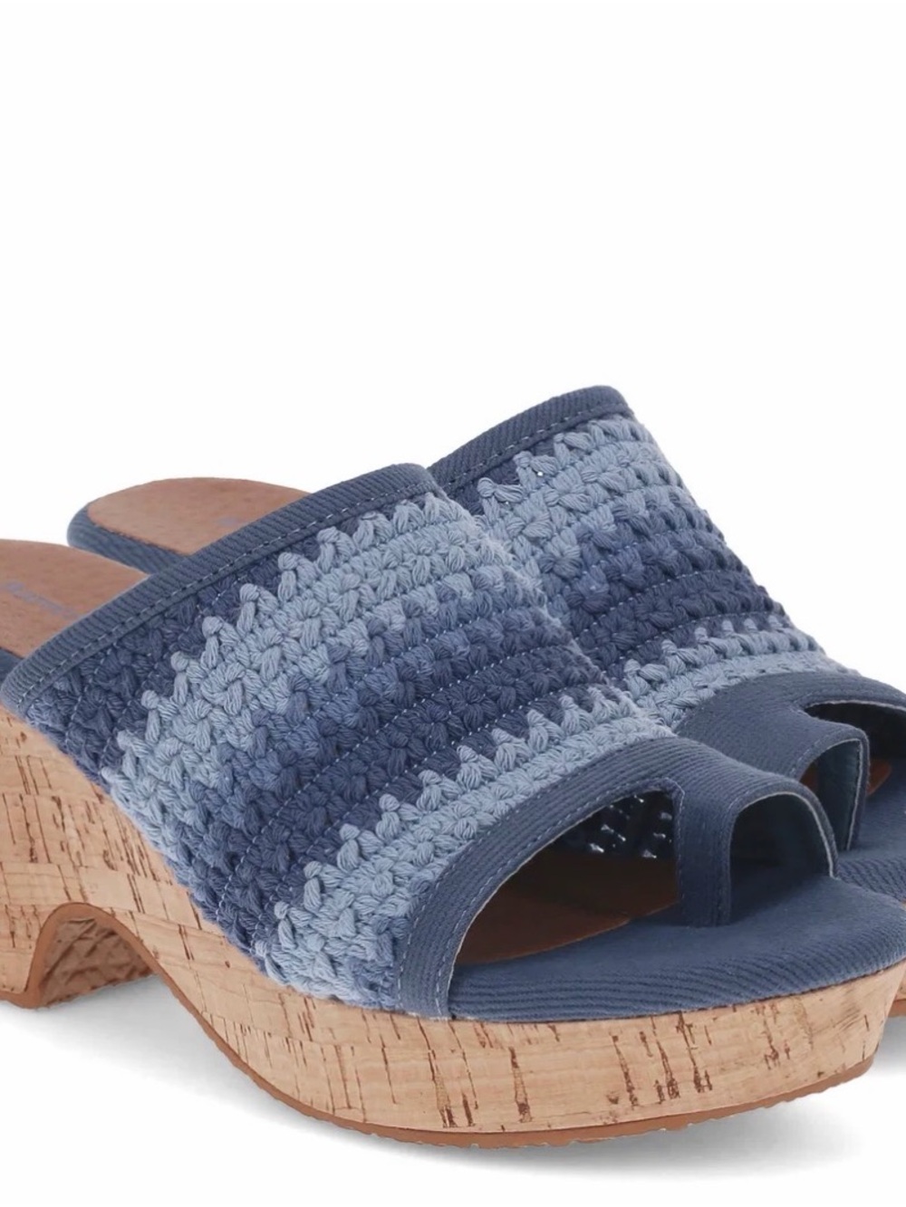 BareTraps Two-Tone Blue Crochet Toe-Loop Clogs